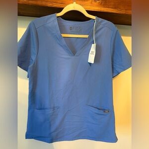 FIGS Women's 3- Pocket Scrub Top- Medium Ceil Blue